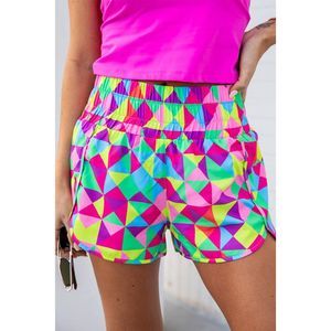 Azura Exchange  Multicolor Geometric High Waisted Athletic Shorts